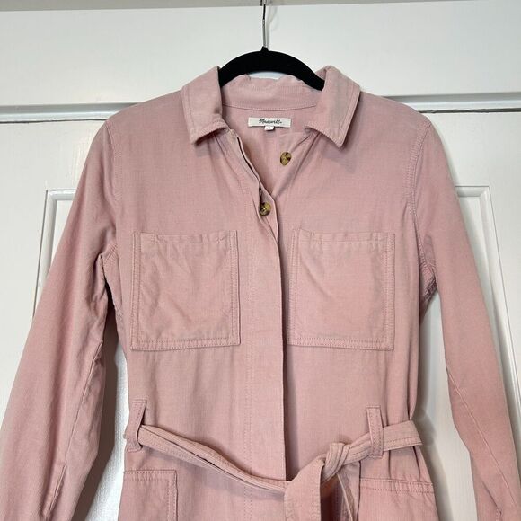 Madewell Pink Corduroy Belted Jumpsuit Size 0 - Picture 7 of 10